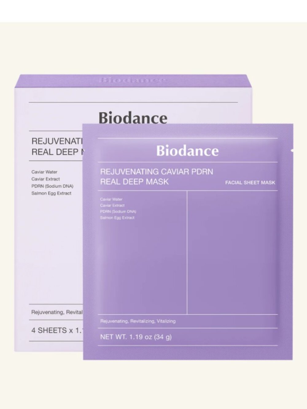 BIODANCE Rejuvenating Caviar PDRN Real Deep Mask (4-Pack)